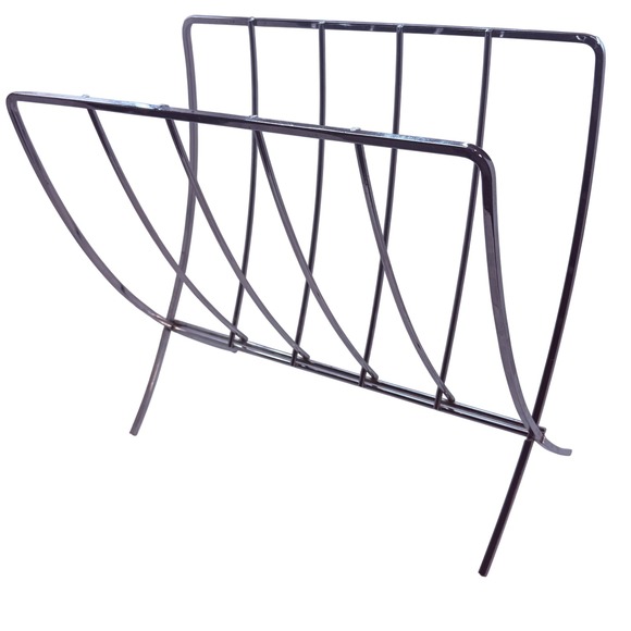 Retro Minimalist Mid Century Modern Chrome Magazine Rack Holder MCM 15